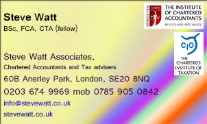 Business Card, Steve Watt BSc, FCA, CTA (fellow)